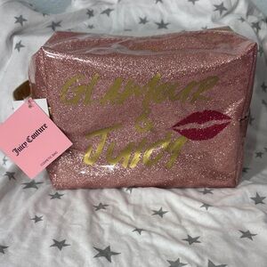 NWT Juicy Couture Glittery Pink Cosmetic Bag
